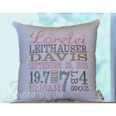 Classic Birth Announcement  Pillow - Girl